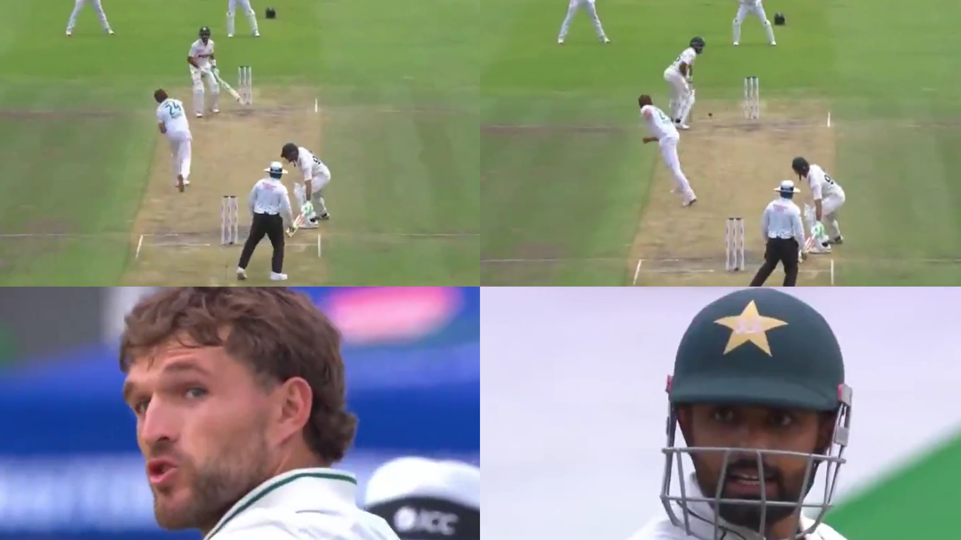 SA v PAK 2024-25: WATCH- Babar Azam’s heated altercation with Wiaan Mulder after being hit by his throw