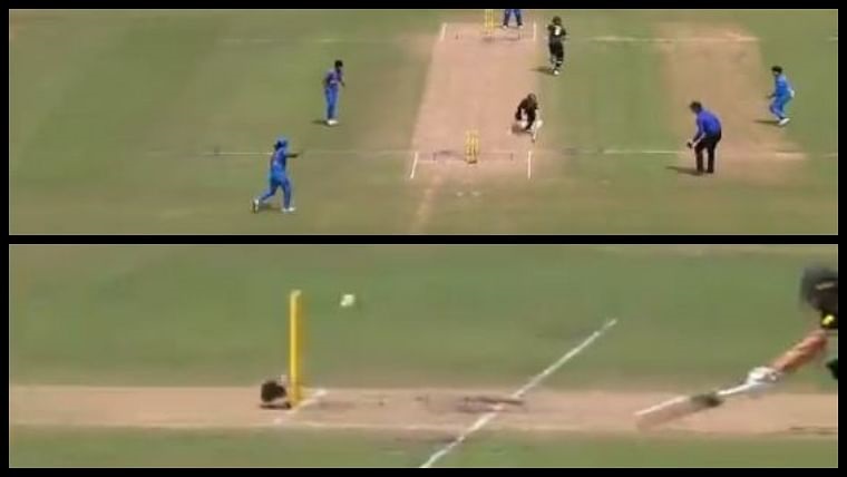 WATCH- Meg Lanning saved from a runout by the stump mic unit during  tri-series final