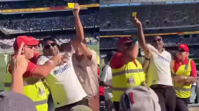 BGT 2024: WATCH- Indian fan waves sandpaper in stands during Adelaide Test; security escorts him out