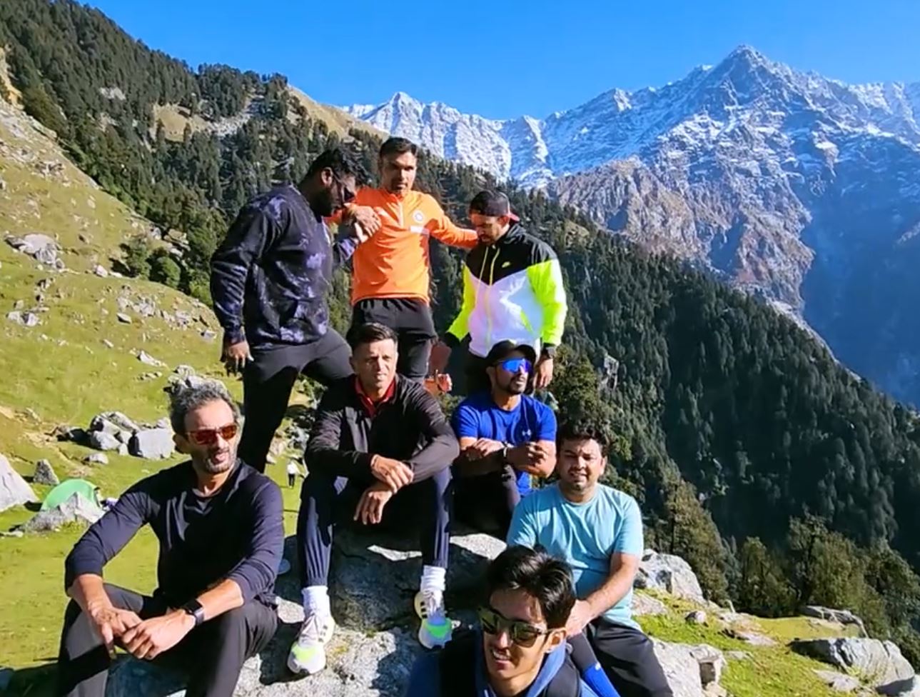 Rahul Dravid and other Indian team staff at Triund | BCCI