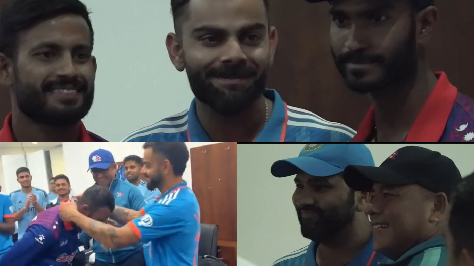 Asia Cup 2023: WATCH- Nepal players visit India dressing room for meet up; Kohli, Dravid felicitate their top performers 