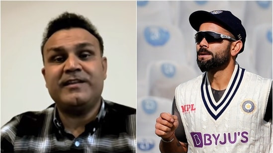 IND v SL 2022: WATCH- 'Batting mein Kohli, poore Bharat ko pasand hai,' Sehwag's unique wish to Kohli on his 100th Test