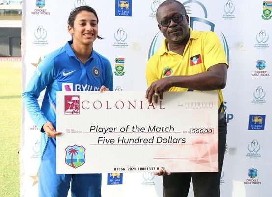 Smriti Mandhana won the Player of the Match award for her half-century | Twitter