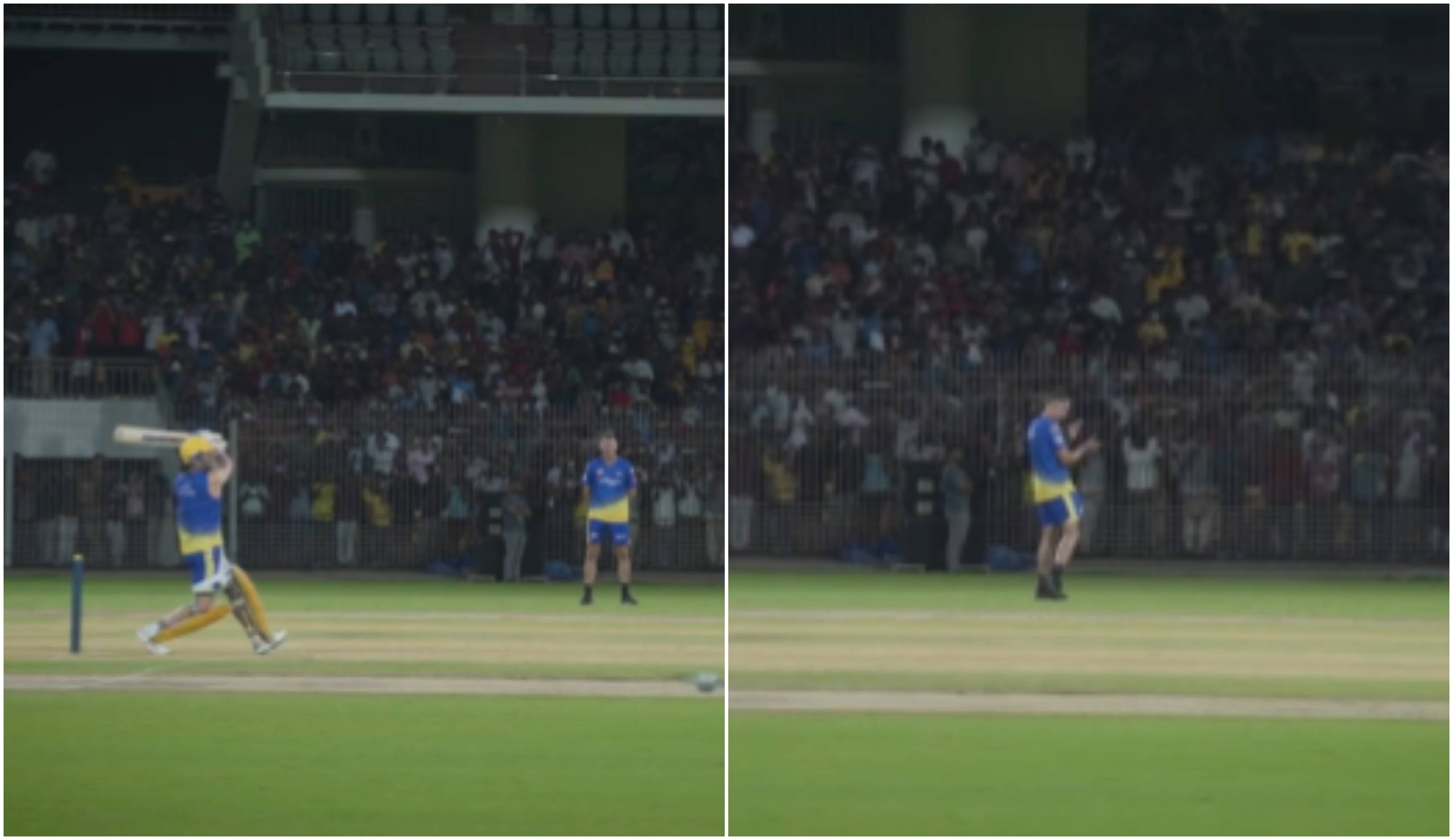 Dhoni sent balls into the stands | Screengrab