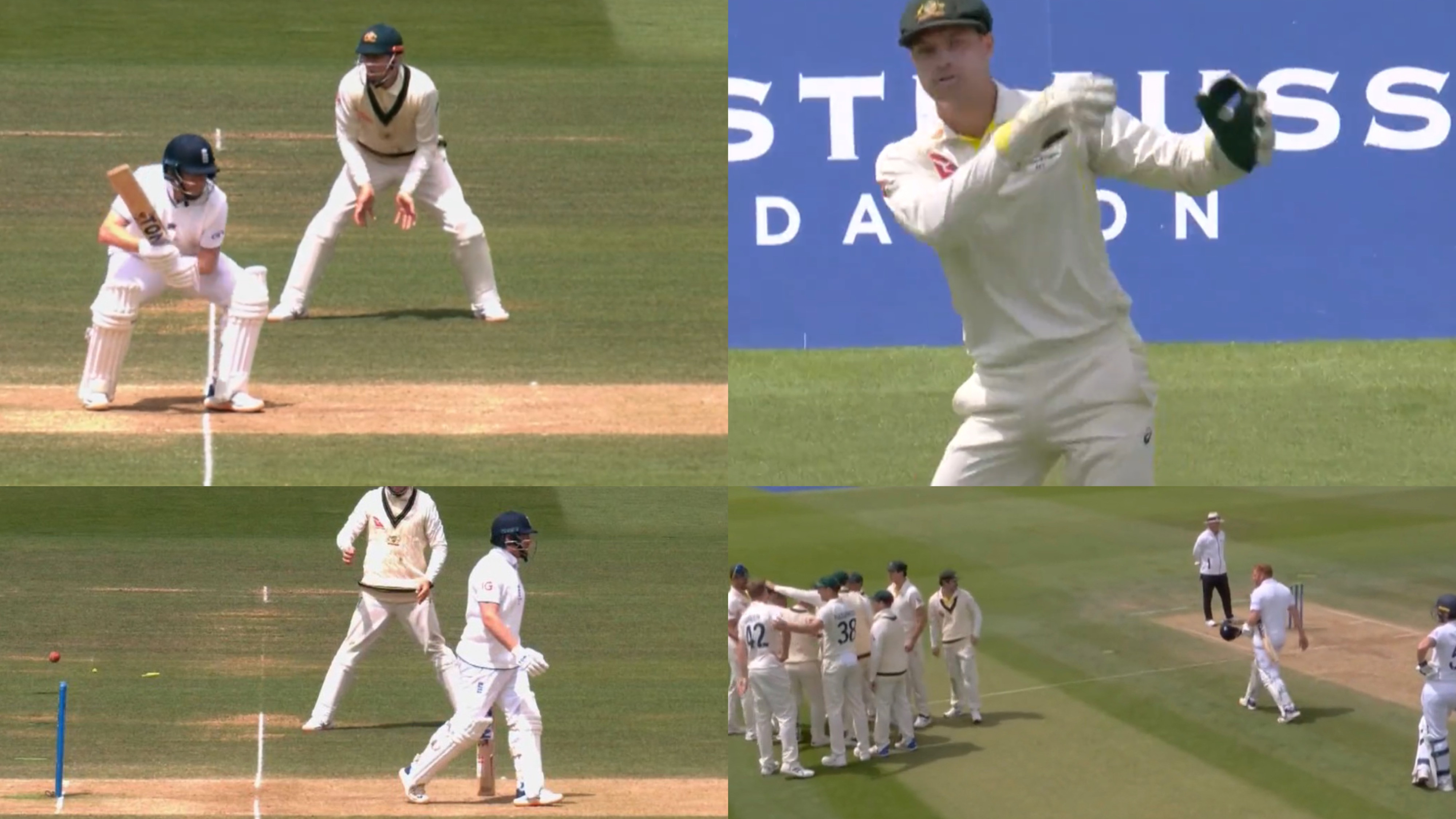 Ashes 2023: WATCH - Alex Carey stumps Jonny Bairstow after he wanders outside his crease