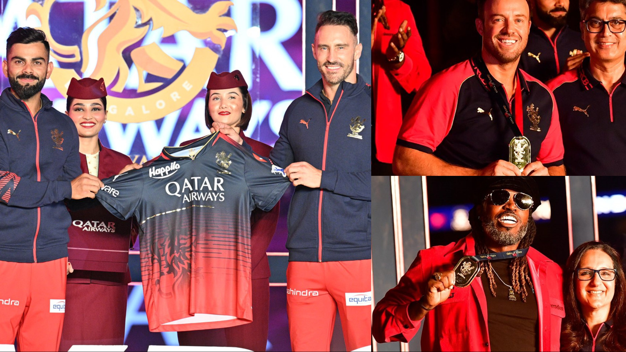IPL 2023: WATCH- Virat and Faf unveil RCB’s new design jersey; AB de Villiers and Chris Gayle inducted into Hall of Fame