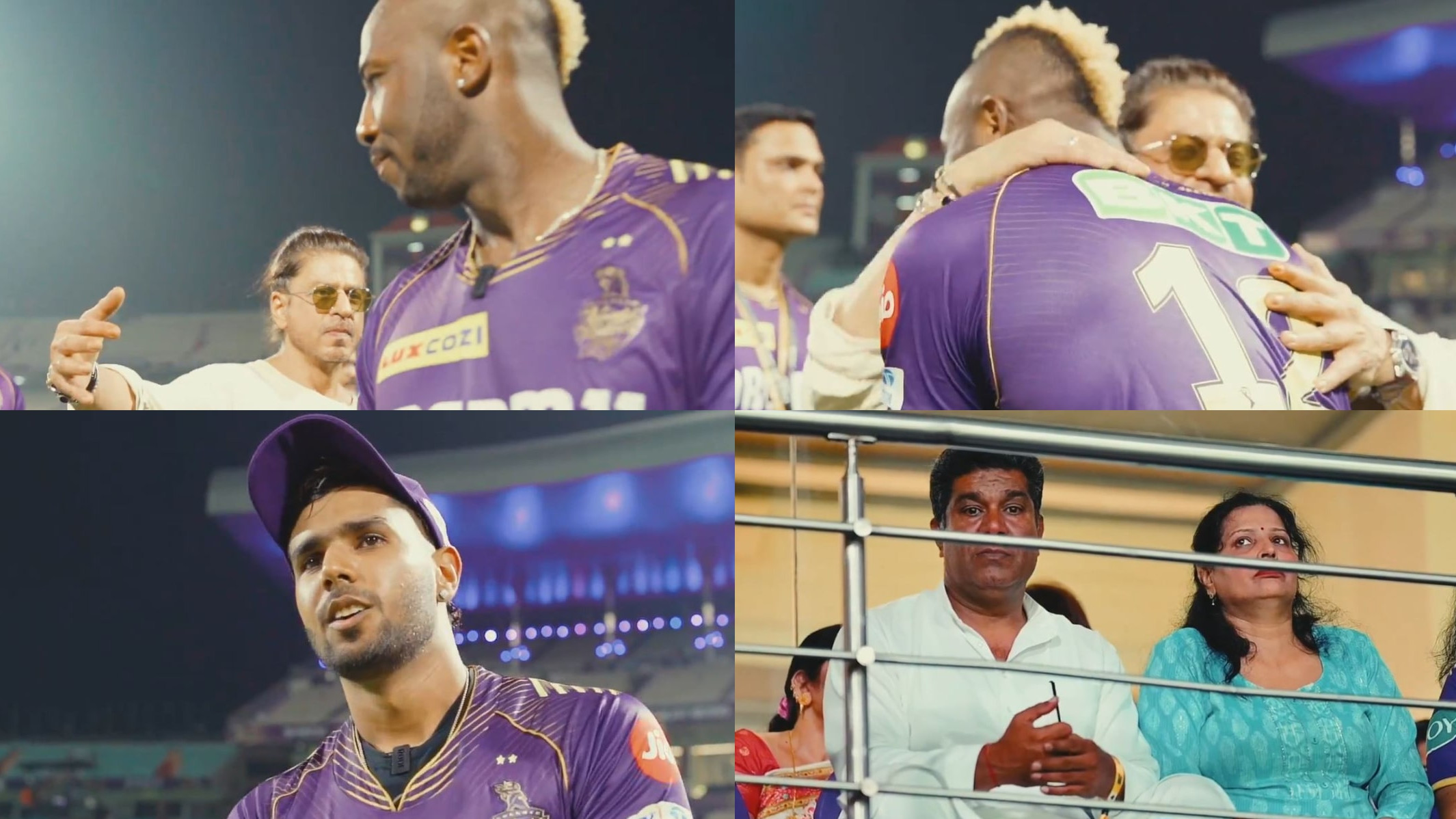 IPL 2024: WATCH- Shah Rukh Khan hugs Andre Russell after KKR’s win; Harshit Rana speaks on his parents watching him play