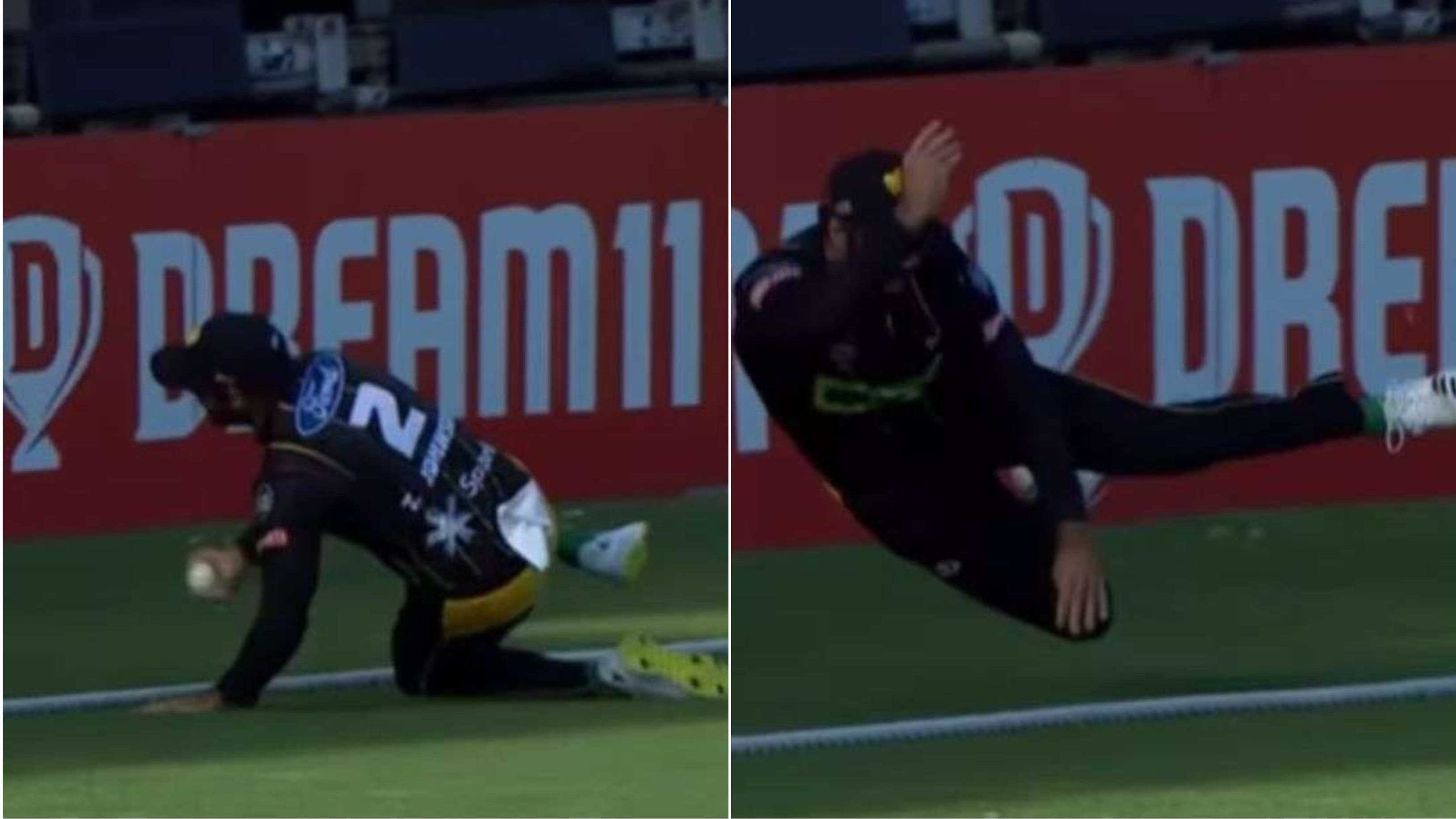 WATCH: Troy Johnson, Nick Kelly combine to pull off one of the greatest catches in cricket history