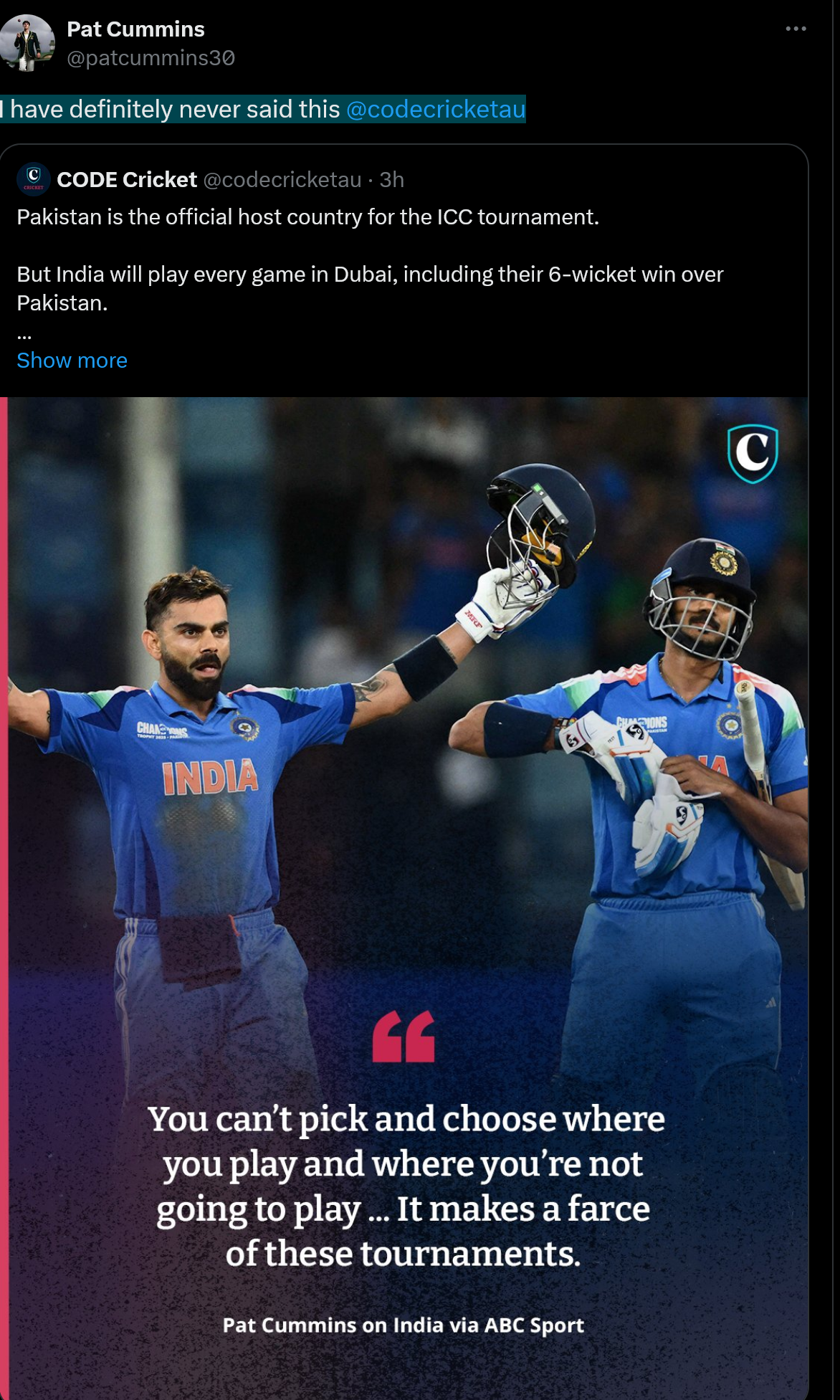 Photo- Pat Cummins X account