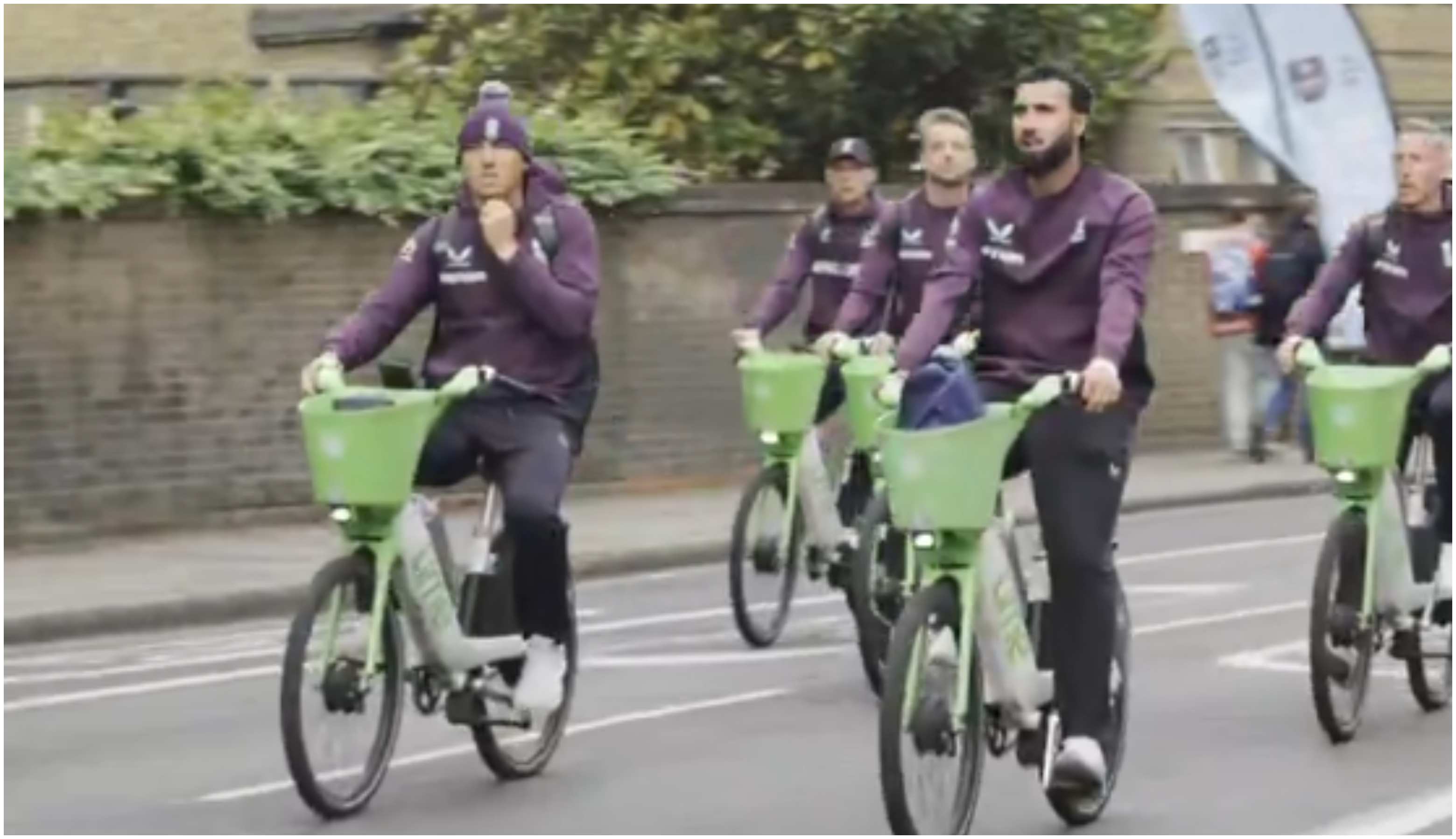 England players rode cycles to reach The Oval in London | Getty