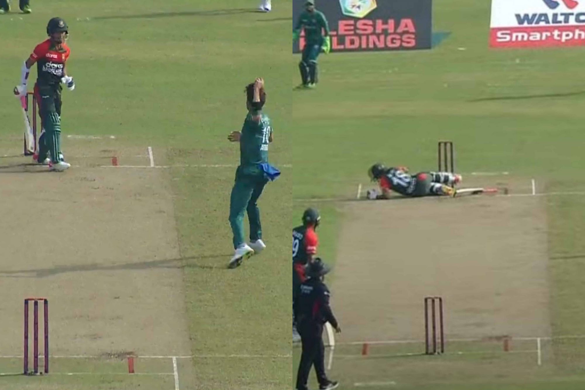 Afridi hit Afif during the second T20I between Pakistan and Bangladesh in Dhaka | Twitter