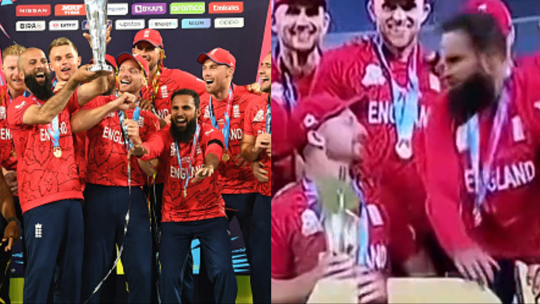 T20 World Cup 2022: WATCH- Buttler reminds Moeen Ali and Adil Rashid to step aside before champagne celebration