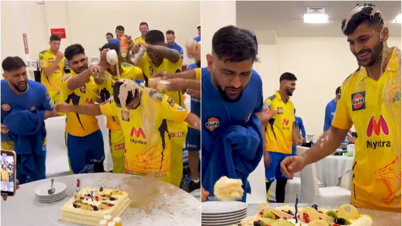 IPL 2021: WATCH - Shardul Thakur celebrates 30th birthday with CSK teammates after title win