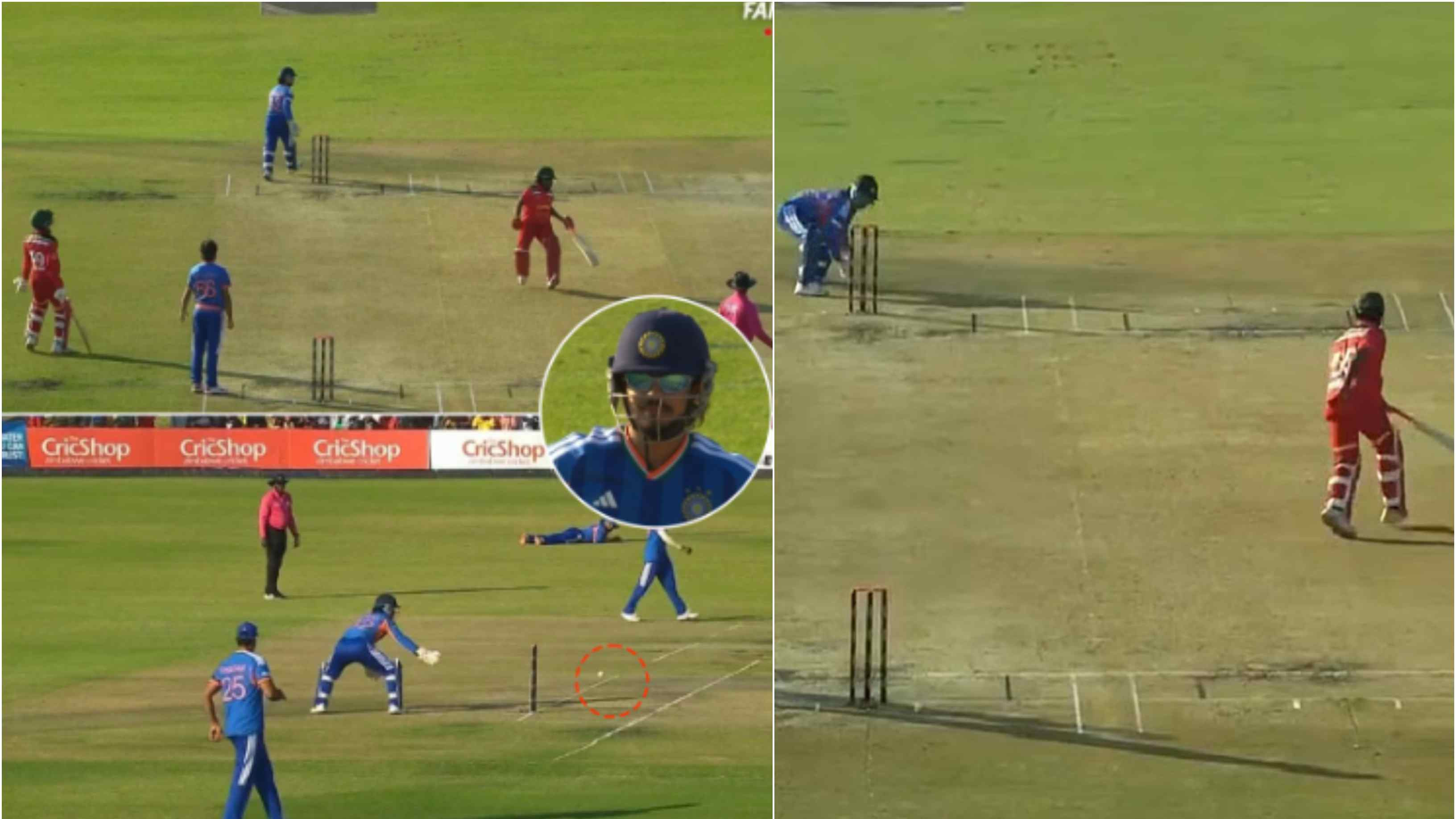 ZIM v IND 2026: WATCH - Ishan Kishan misses simple underarm run-out opportunity after Zimbabwe batter stuck mid-pitch
