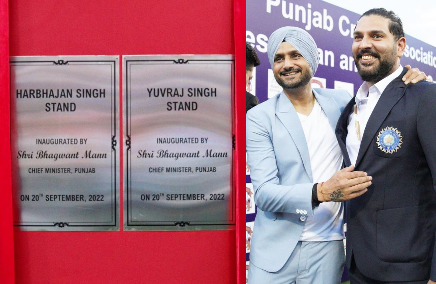 Yuvraj Singh and Harbhajan Singh were honoured with stands at PCA Stadium | PCA/Instagram