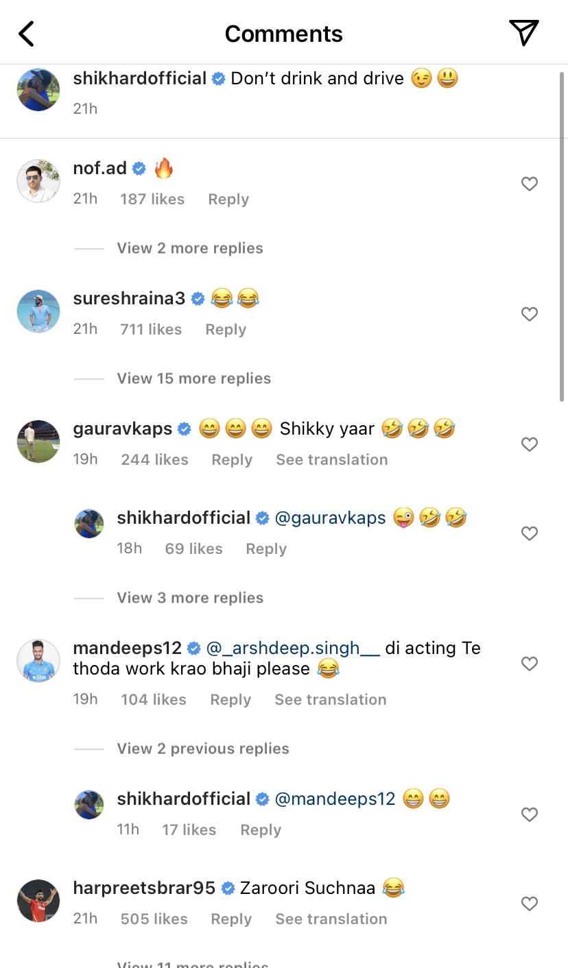 Suresh Raina, Mandeep Singh reacted on Dhawan's video