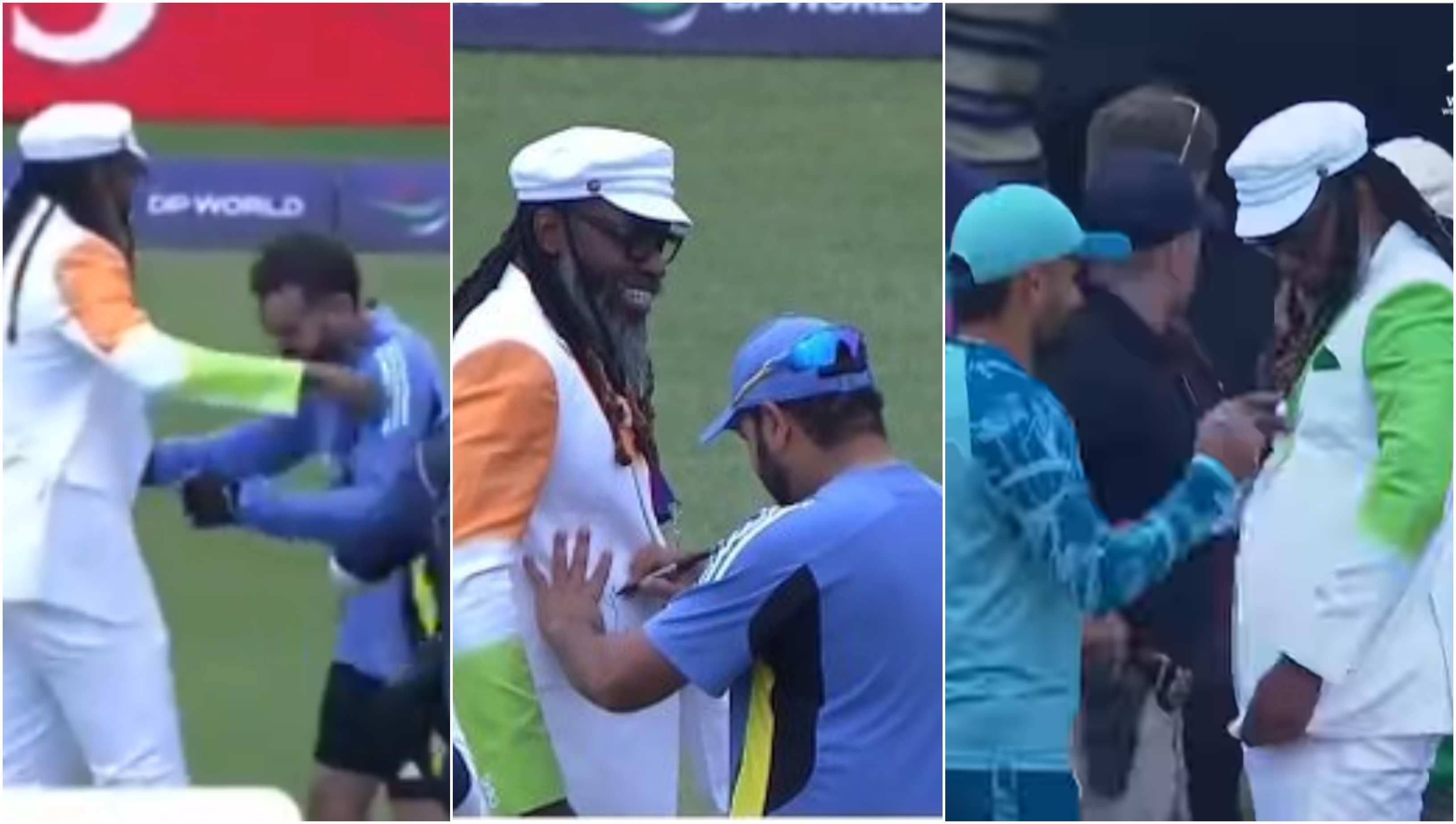 Chris Gayle interacted with India and Pakistan players | Screengrab