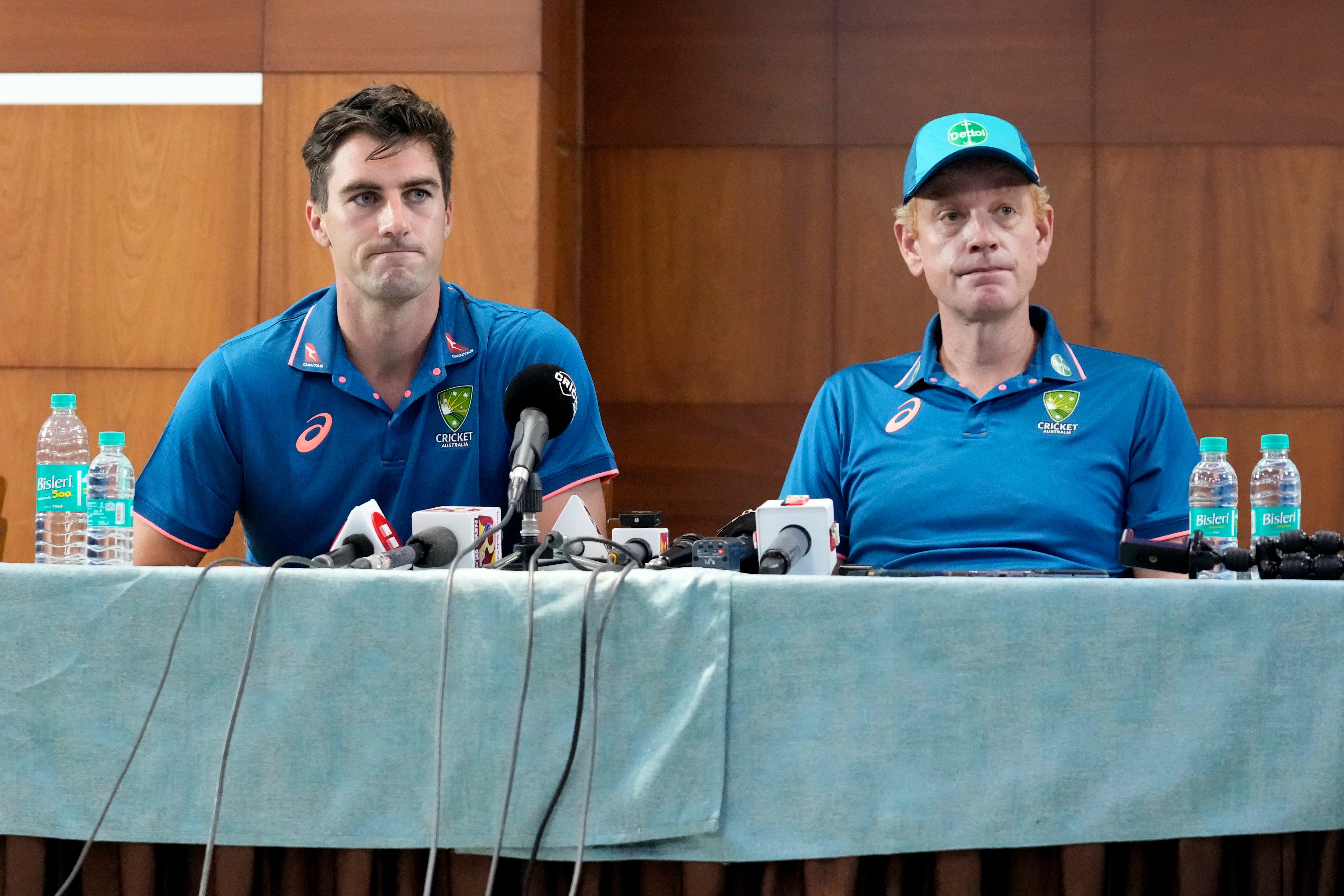 Australia captain Pat Cummins and coach Andrew McDonald  | AP