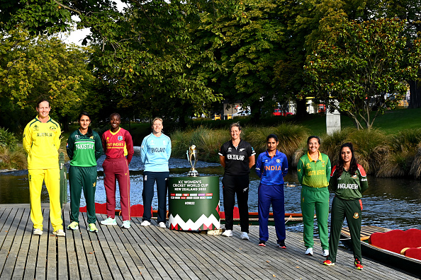 All captains poses with the Women's World Cup 2022 Trophy | Getty Images