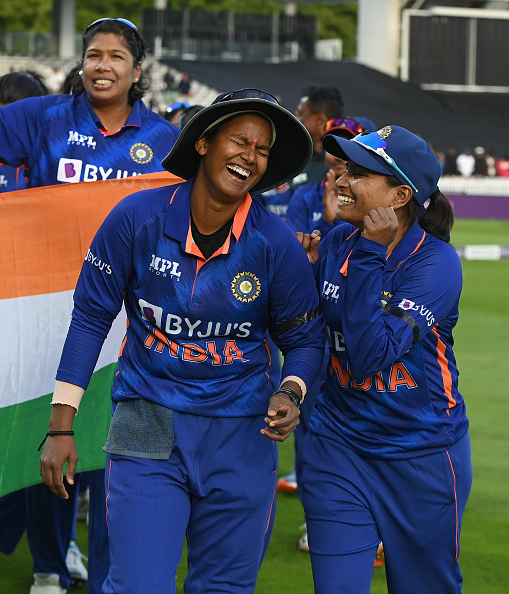 Deepti Sharma and Indian team take a lap of honor after winning the ODI series 3-0 | Getty