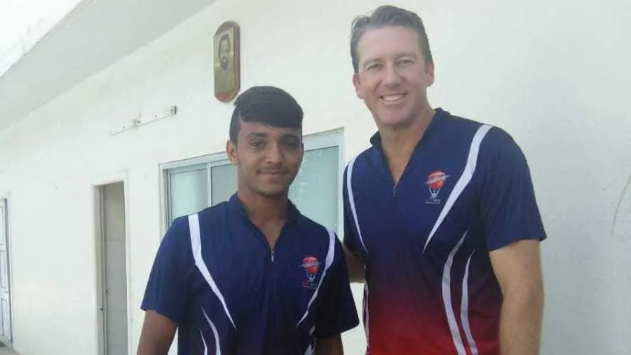 Chetan Sakariya with Glenn McGrath