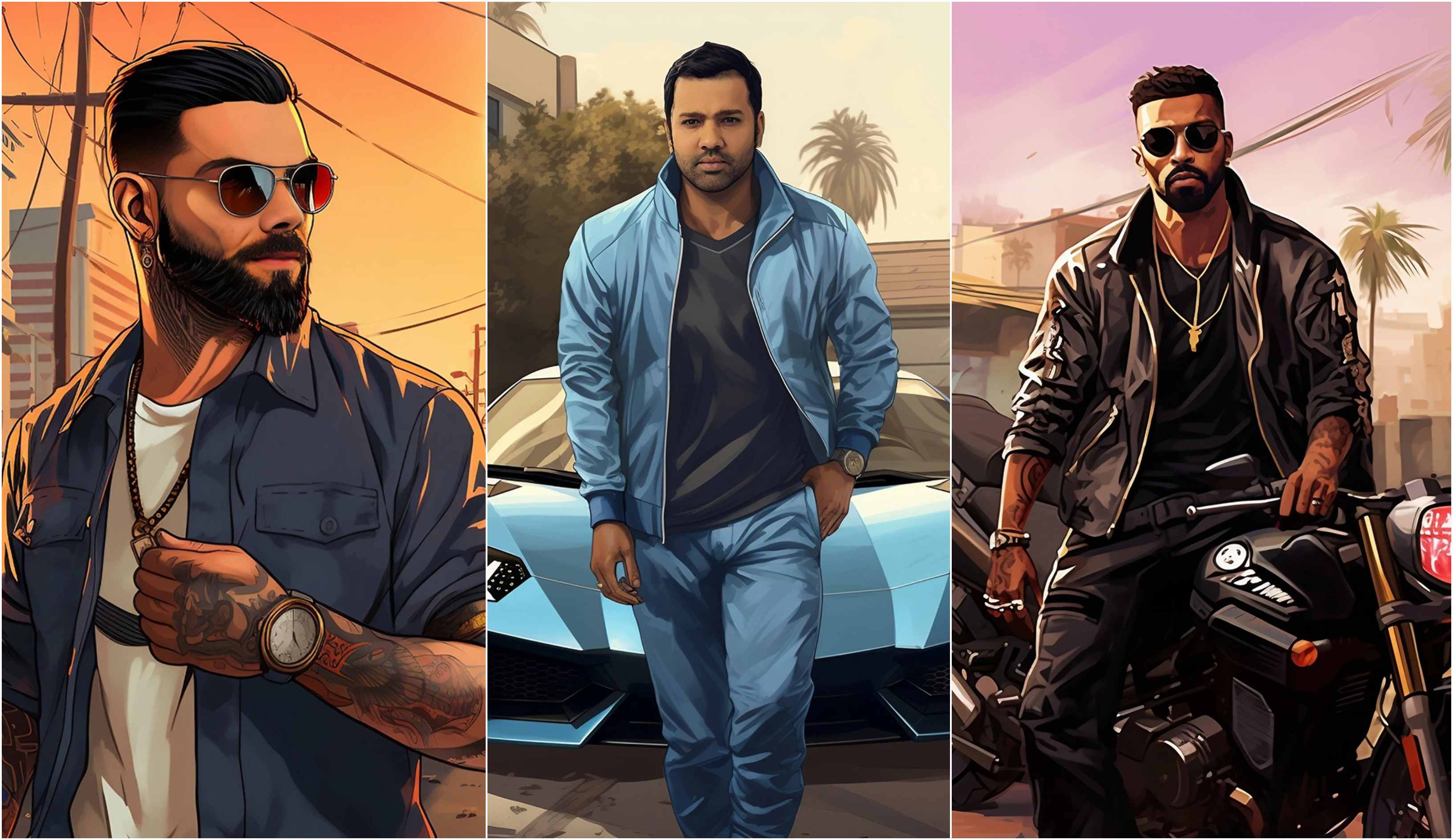 Kohli, Rohit and Hardik in AI-generated pictures as characters in GTA 6 | Jio Cinema