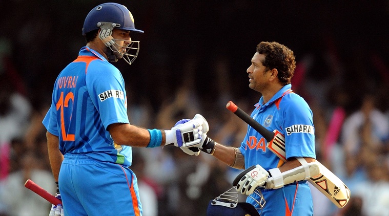 Yuvraj Singh with Sachin Tendulkar during the 2011 World Cup