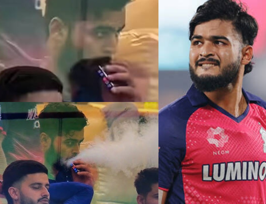 Riyan Parag was seen on camera smoking an e-cigarette | X