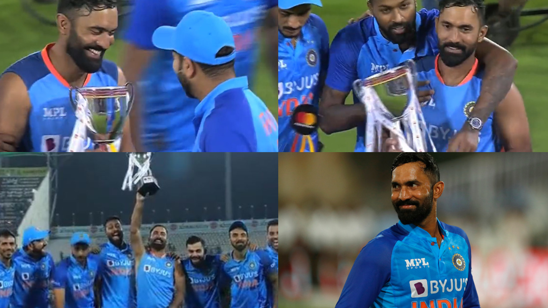 IND v AUS 2022: WATCH- ‘Youngest member with trophy’- Rohit Sharma wins hearts by handing the trophy to Dinesh Karthik