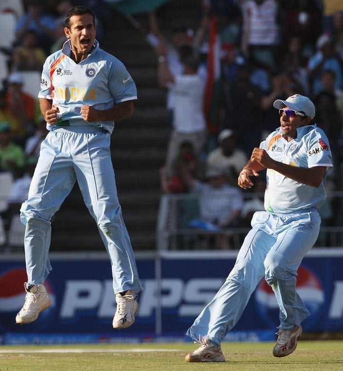 Irfan Pathan during the final of 2007 T20 World Cup against Pakistan | Getty