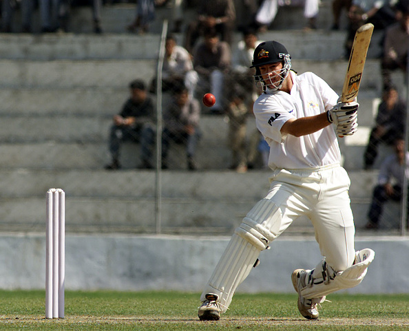 Mark Waugh playing with one of those bats | Getty