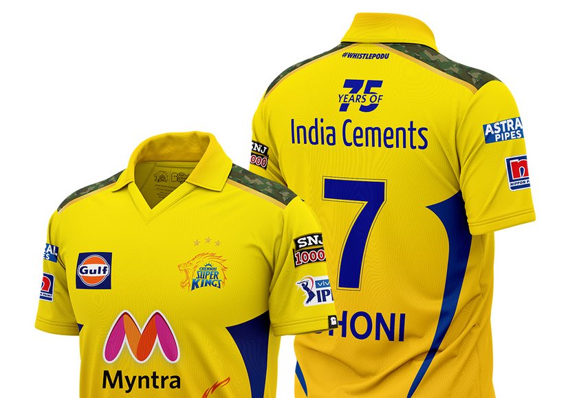The new look jersey features camouflage design on shoulders as tribute to Indian armed forces | CSK Twitter