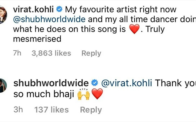 Virat Kohli had called Shubh his favorite artist | Instagram