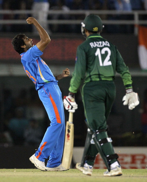 Abdul Razzaq got out to Munaf Patel in 2011 WC semi-final | Getty Images