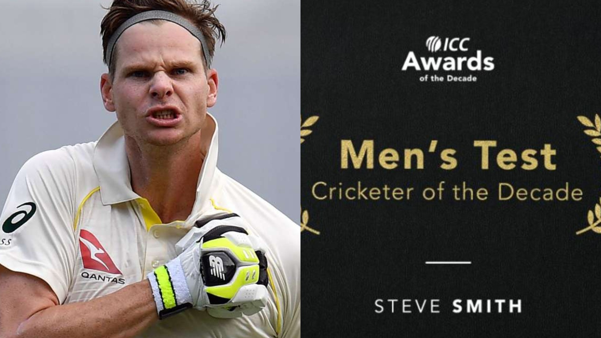 Steve Smith wins the ICC Test cricketer of the decade award