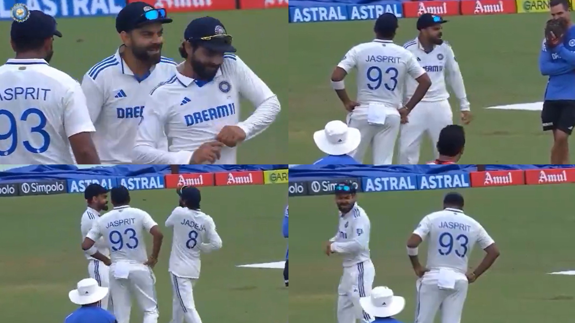 IND v BAN 2024: WATCH- Virat Kohli and Ravindra Jadeja imitate Jasprit Bumrah’s routine of returning to his bowling mark