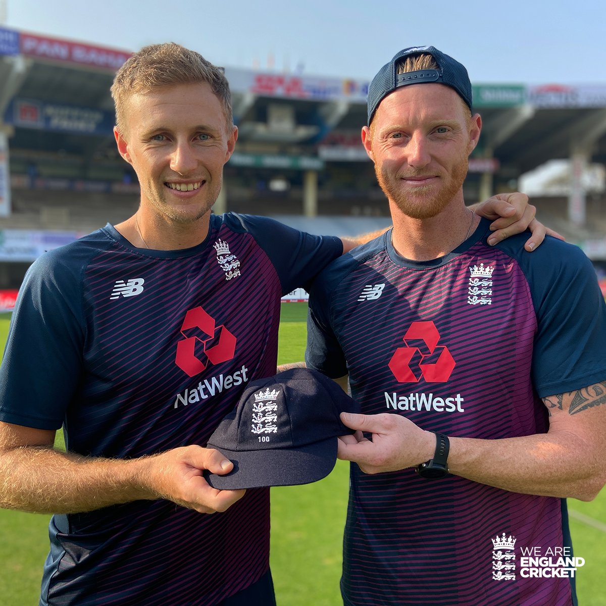 Joe Root receives special cap from Ben Stokes for his 100th Test | ECB Twitter 