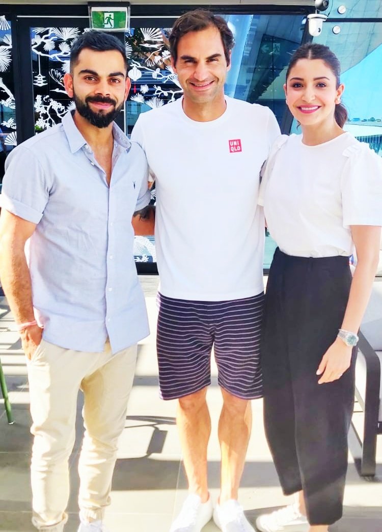 Virat Kohli, Anushka Sharma and Roger Federer | Twitter