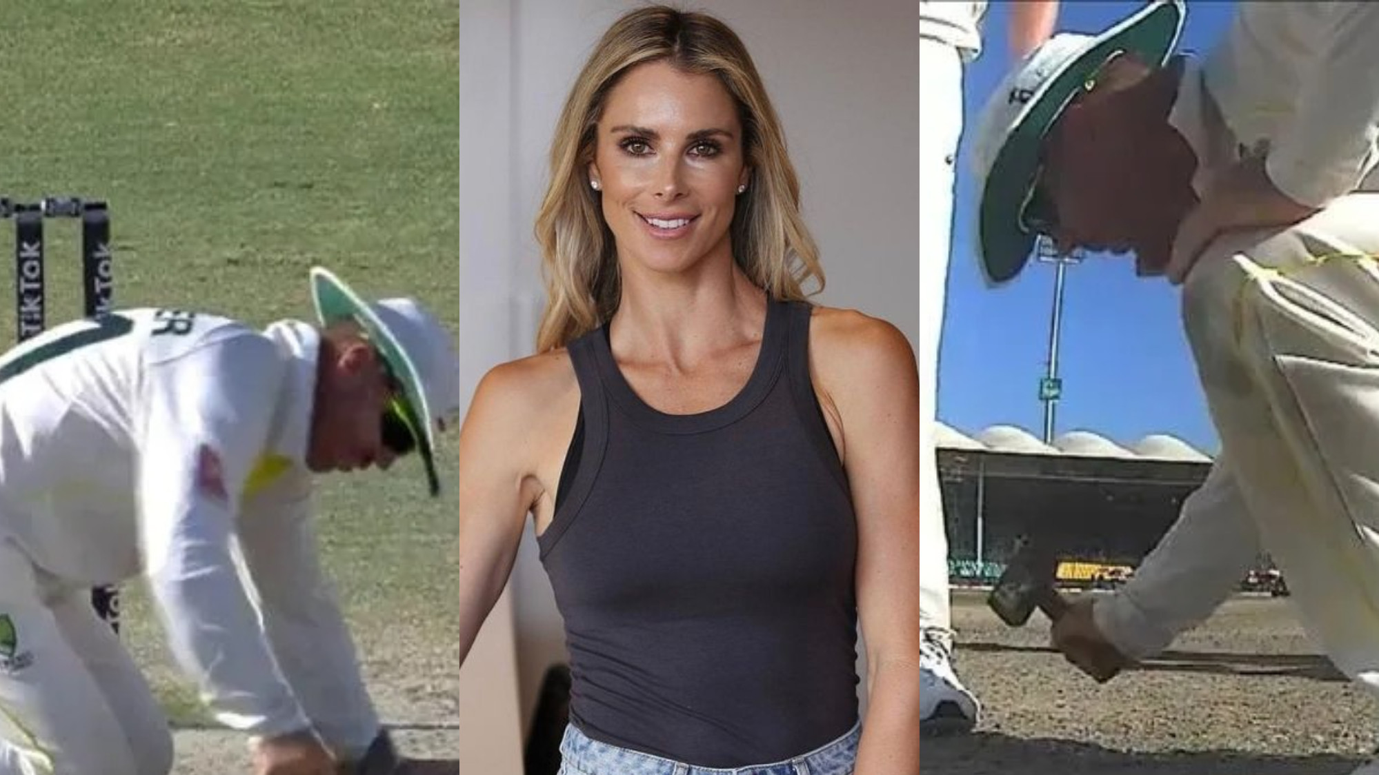 PAK v AUS 2022: WATCH- David Warner's wife Candice reminds him of house work as he tries to fix pitch using a hammer