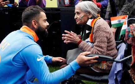 Charulata Patel with Virat Kohli during the World Cup 2019 | Getty