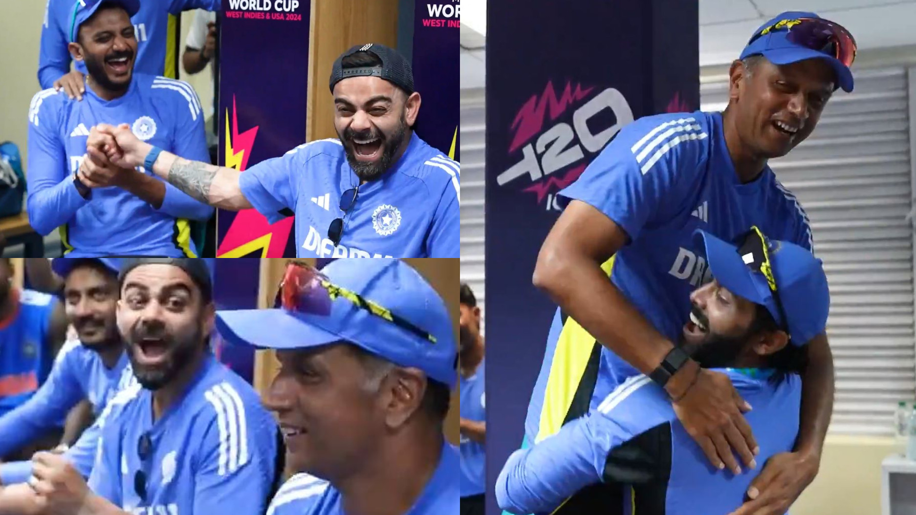 T20 World Cup 2024: WATCH- Ravindra Jadeja lifts Rahul Dravid after getting ‘best fielder’ medal; Virat Kohli reacts