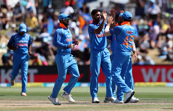 Bhuvneshwar Kumar took two wickets and bowled brilliantly in the death overs in the third ODI against NZ | Getty