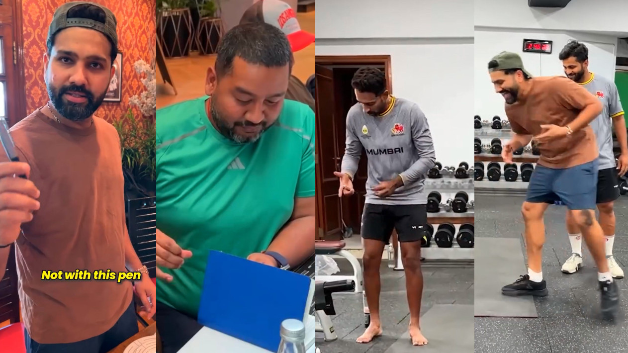 WATCH- Rohit Sharma’s mischievous prank; tricks his friends including Dhawal Kulkarni with shock pen