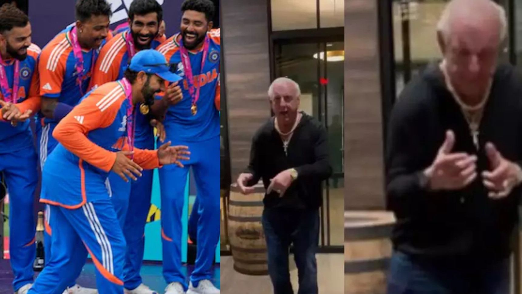 WATCH- WWE legend Ric Flair recreates famous Rohit Sharma T20 World Cup 2024 celebration