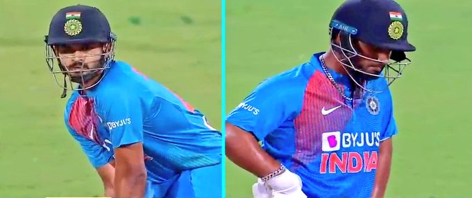 Both Rishabh Pant and Shreyas Iyer started walking out to bat after Dhawan's wicket | Twitter
