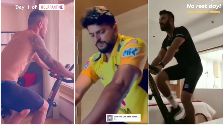 IPL 2021: WATCH - No rest for Raina, Du Plessis, and Pujara as they keep up the preparation in quarantine 