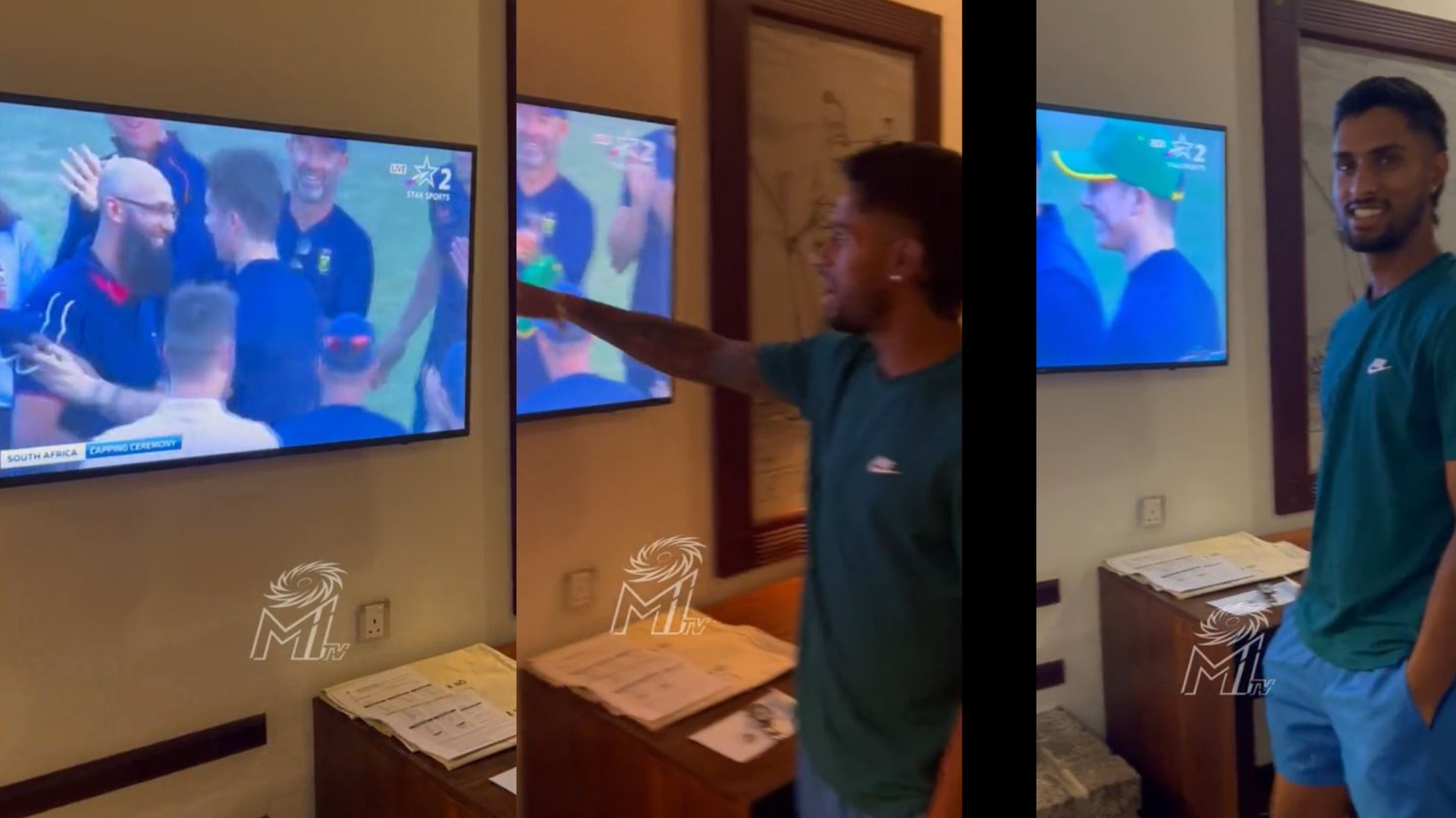 WATCH- Tilak Varma delighted while watching MI teammate Dewald Brevis make his South Africa debut