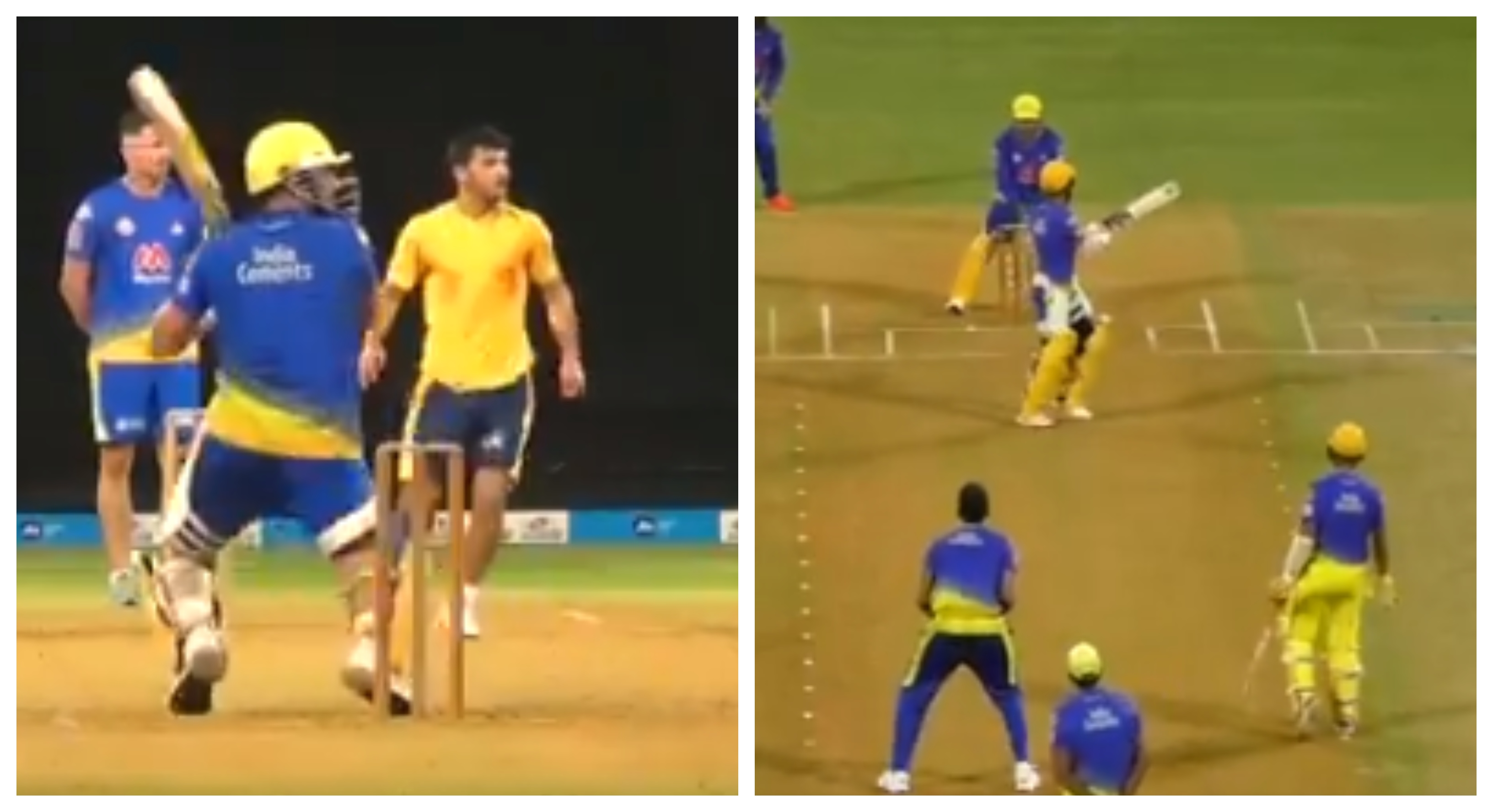 MS Dhoni in action during CSK's intra-squad match | Screengrab