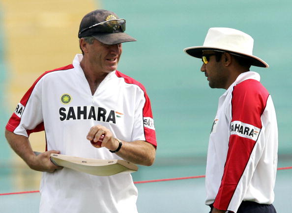 Virender Sehwag and John Wright | Getty