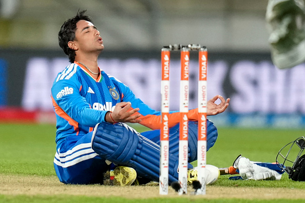 Abhishek Sharma celebrating his fourth T20I century| Getty